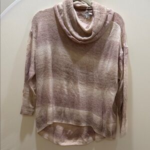 American Eagle Outfitters Pink and Cream Cowl Neck Sweater